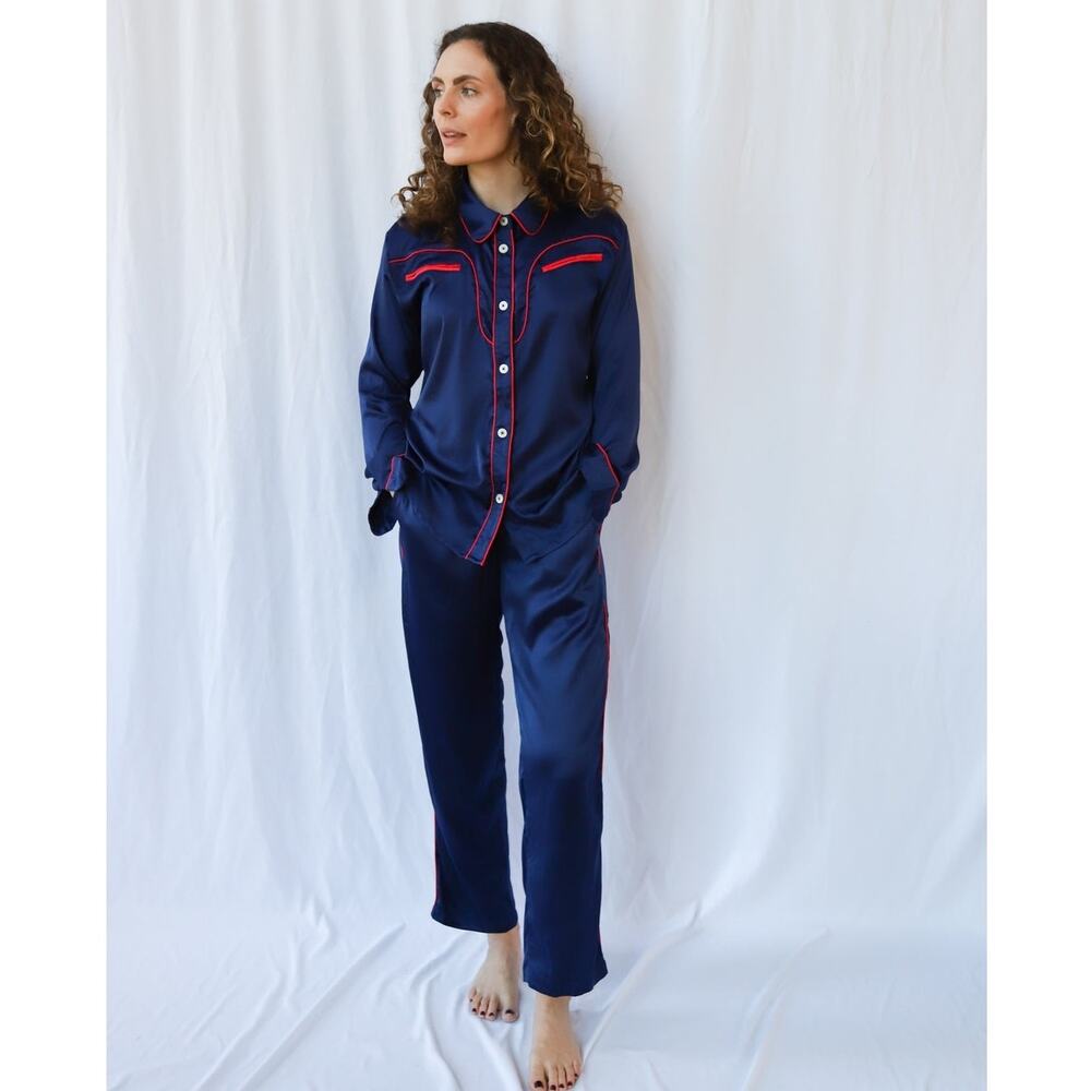 West Of Breakfast Women's Western One Admiral Pajamas Navy Size S